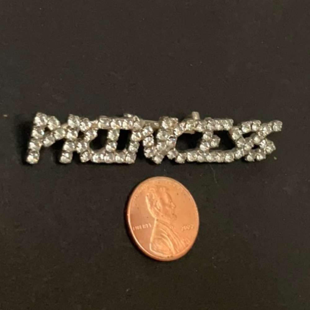PRINCESS pin, fun pin with decorative “diamonds”.   Cute and nice